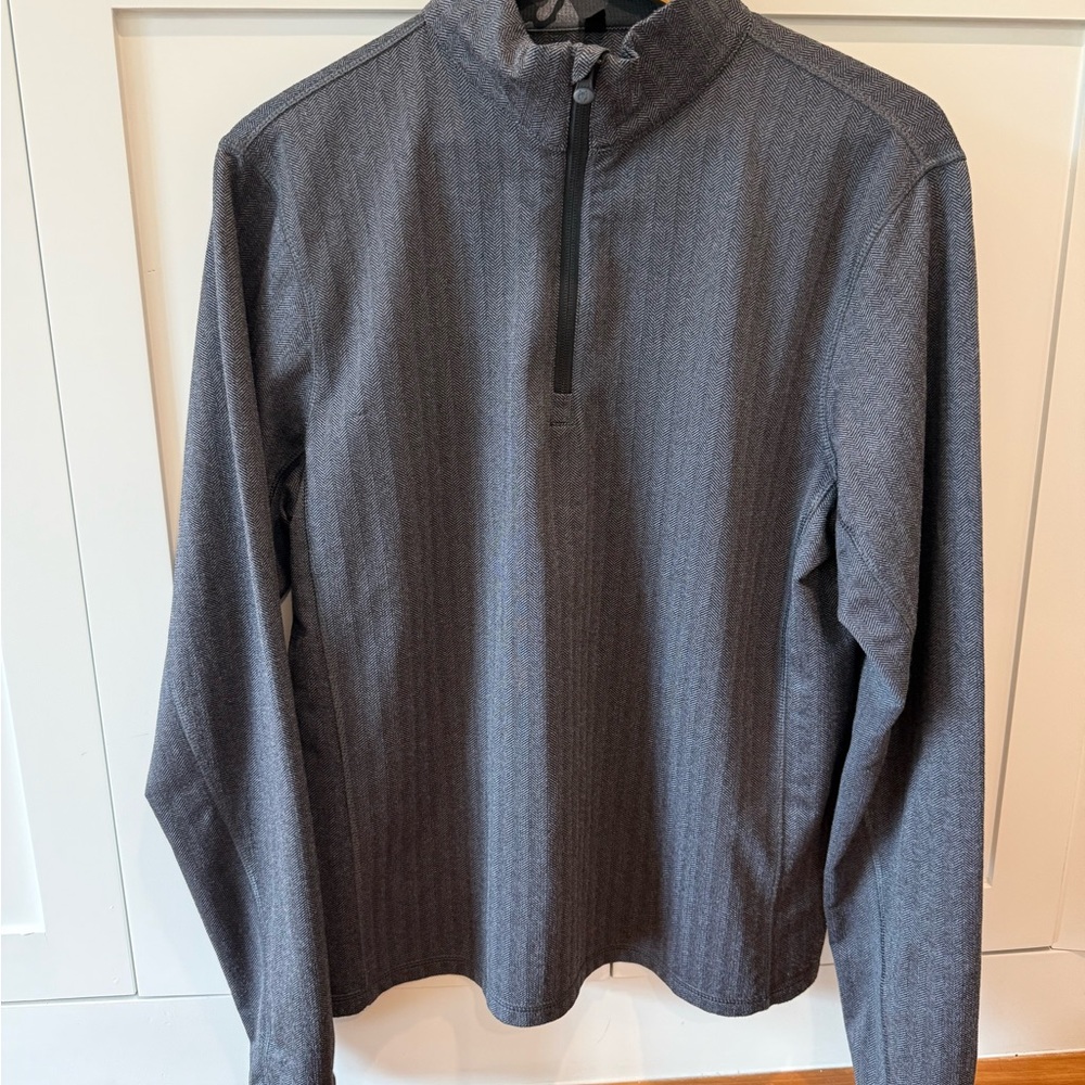 Greyson Charcoal Gray Herringbone Quarter-Zip Pullover